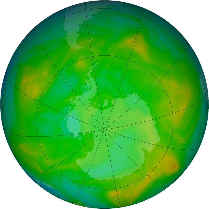 Antarctic ozone map for 09 January 1980